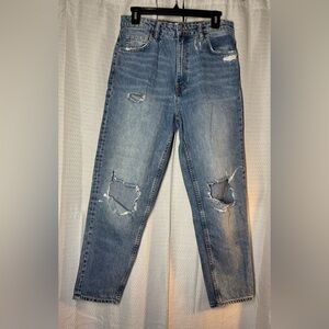 Zara Blue Distressed Boyfriend Jeans